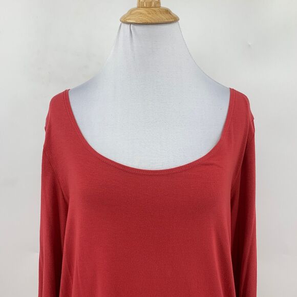 Bryn Walker Tunic Shirt Womens L Large Red Half Sleeve Wide Scoop Neck Stretch - Picture 3 of 11